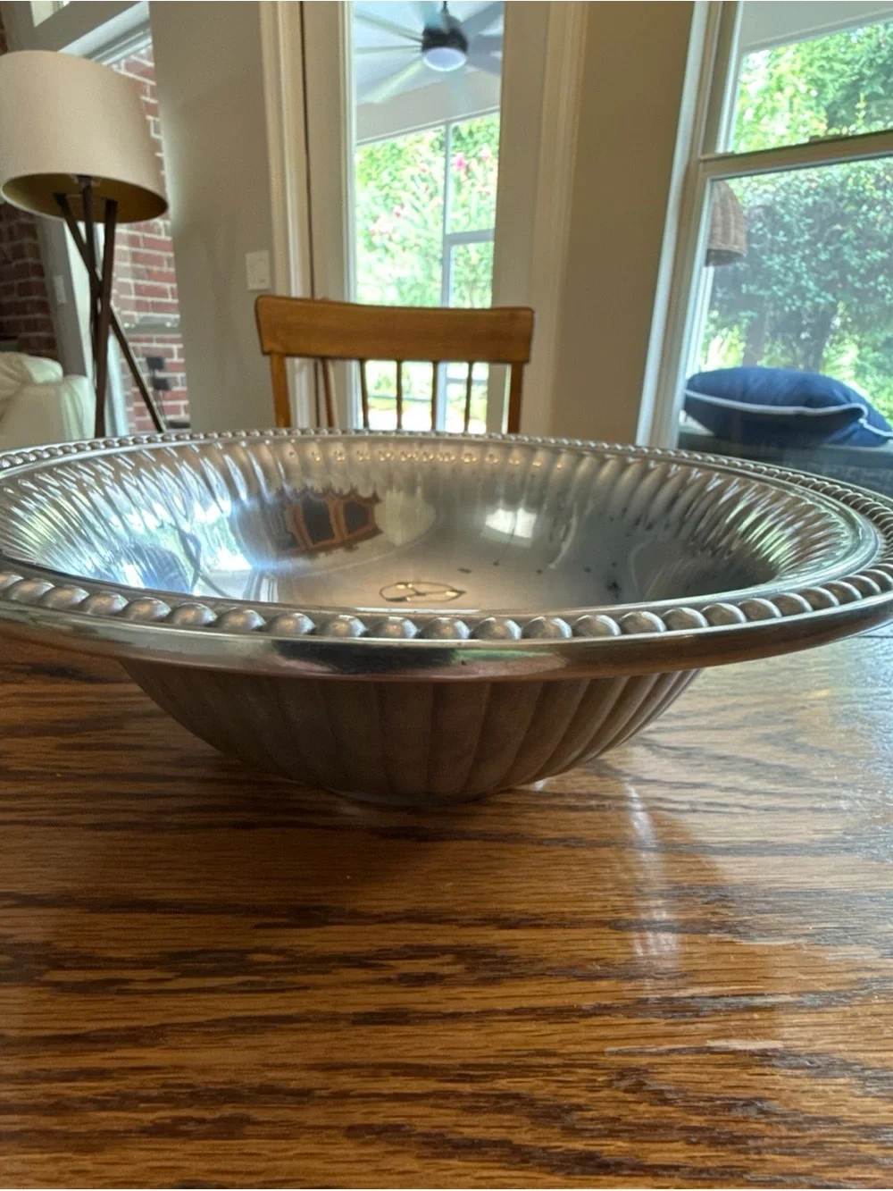 Wilton Armetale Silver flutes and pearls round serving bowl